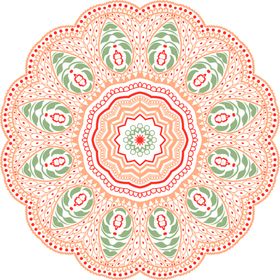 彩色复古花纹透明底免抠图