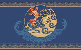 鱼跃龙门新中式背景墙