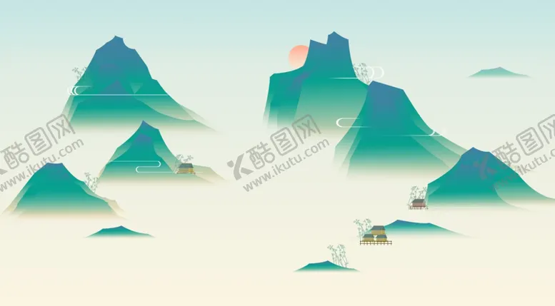 编号：70177906290958067006【酷图网】源文件下载-山水古风国风壁画墙贴装饰素材