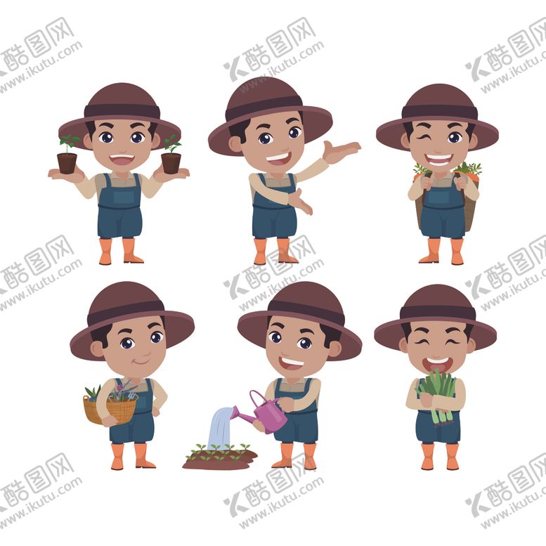 编号：13289403062309034400【酷图网】源文件下载-卡通农民插画