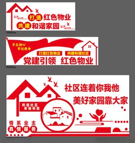 红色物业文化墙