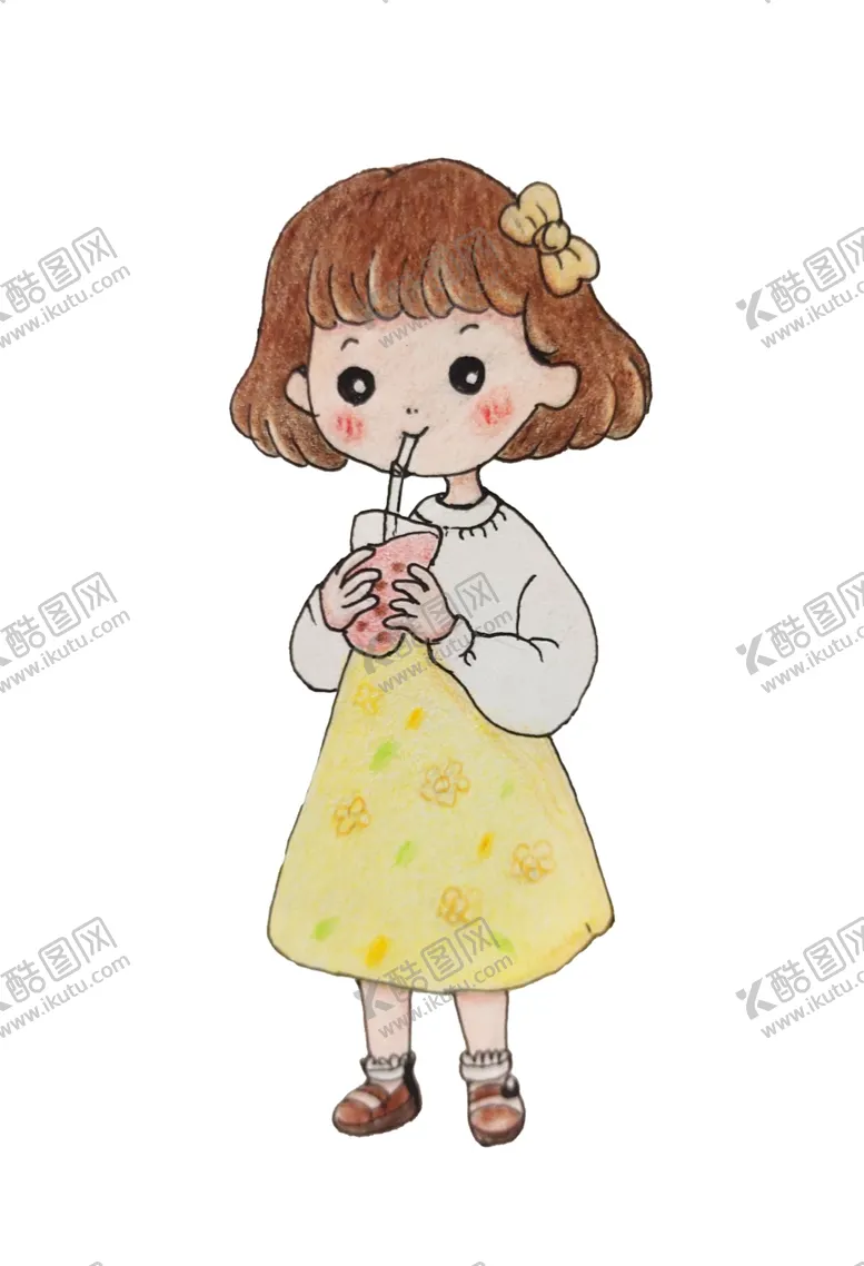 编号：61494101260332351333【酷图网】源文件下载-小女孩喝奶茶