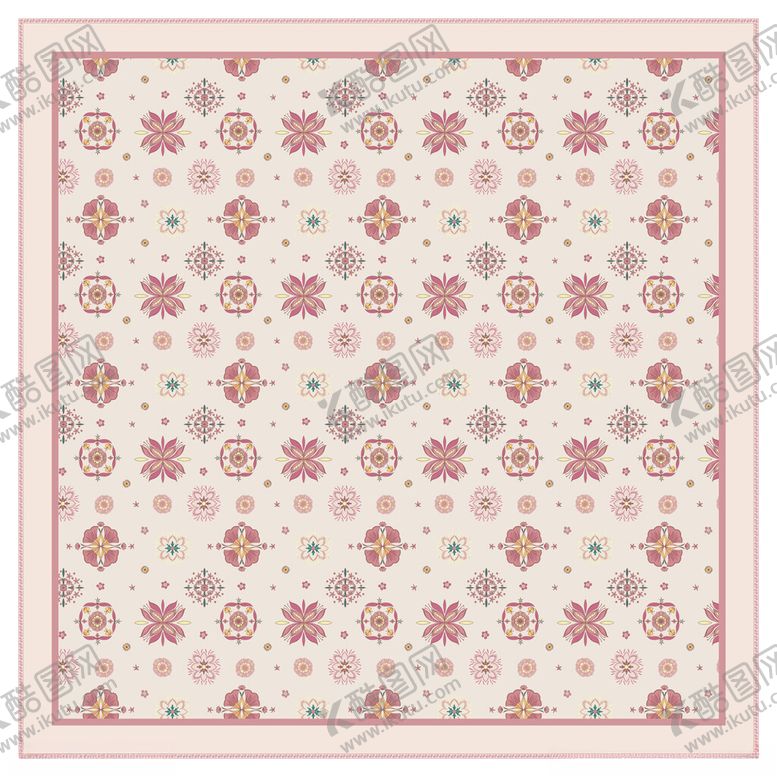 编号：50649304041148239720【酷图网】源文件下载-复古花卉图案方巾