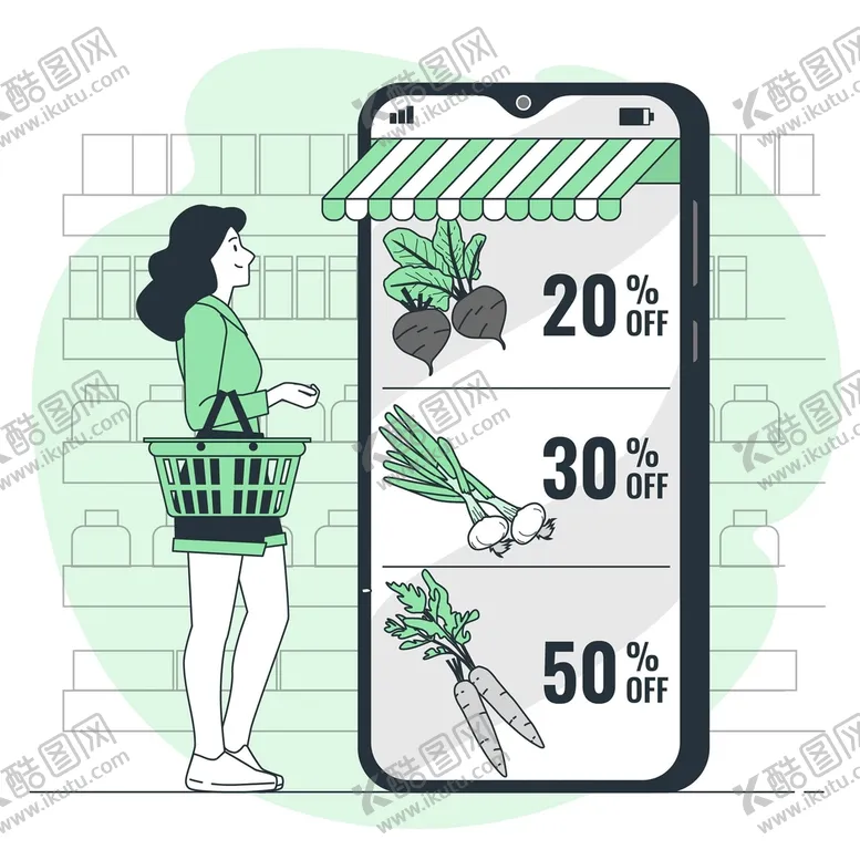 编号：35746110060131429204【酷图网】源文件下载-绿色手机蔬菜杂货店