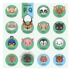 可爱动物圆形贴纸图案集