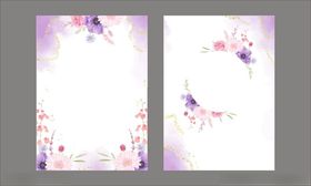 梦幻花卉边框贺卡请柬邀请函