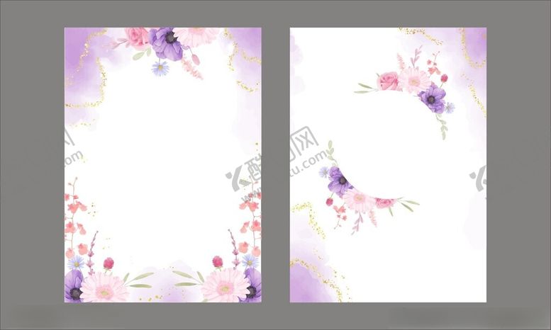 编号：59874211241752134048【酷图网】源文件下载-梦幻花卉边框贺卡请柬邀请函