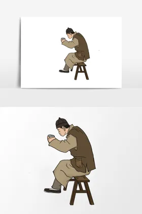 淡彩国画人物