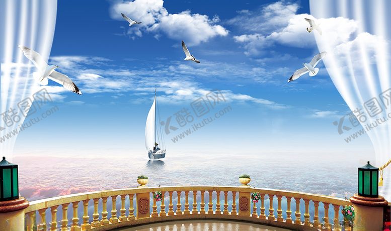 编号：23248605101524048148【酷图网】源文件下载-美丽大海风景电视背景墙