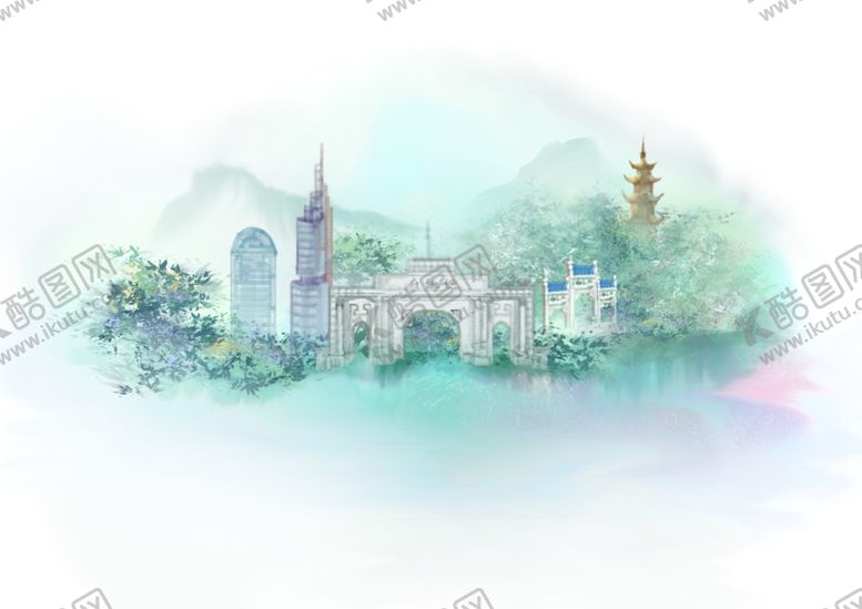 编号：98917406190125176968【酷图网】源文件下载-城市插画唯美背景海报素材