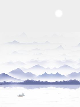 水墨画图片山水风景中国风海报素材书墙绘古典背意境