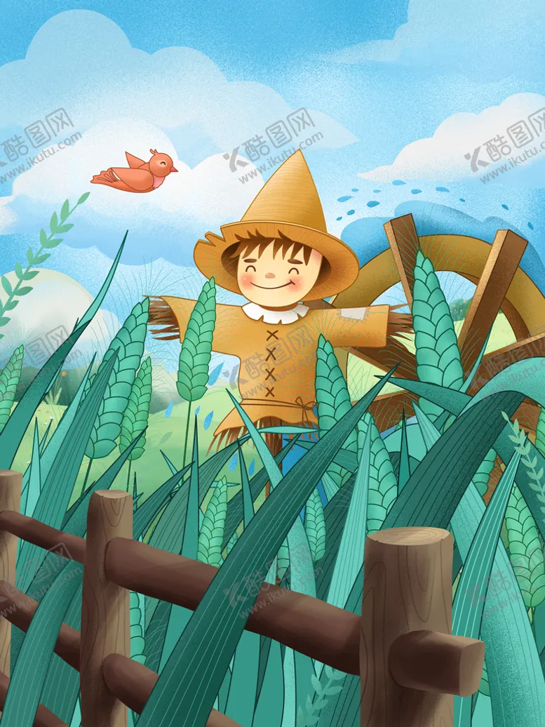 编号：73725510171615141371【酷图网】源文件下载-稻草人插画