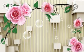 玫瑰花藤3D背景墙