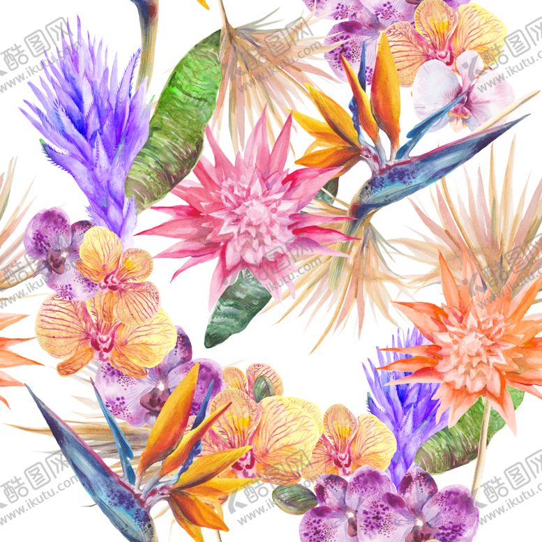 编号：79931009150238314783【酷图网】源文件下载-夏日水彩绘画花朵花圈