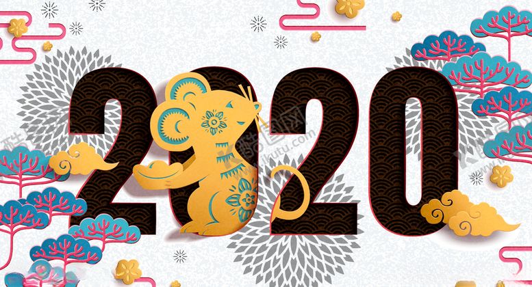 编号：61343310012305068715【酷图网】源文件下载-鼠年创意剪纸