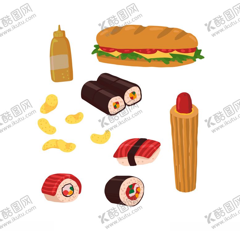 编号：47631902281006398447【酷图网】源文件下载-快餐美食矢量插画元素