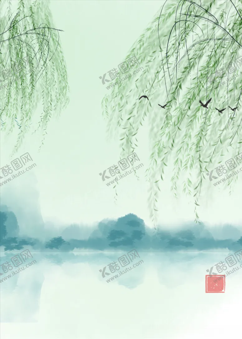 编号：33372904302318101909【酷图网】源文件下载-柳树燕子