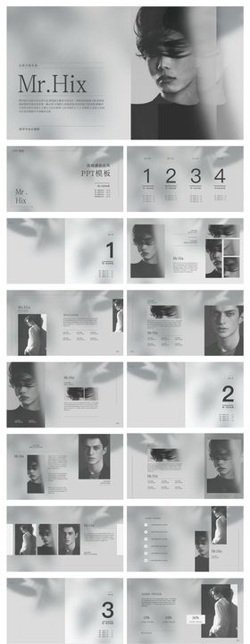 人物介绍杂志艺术风极简灰调PPT