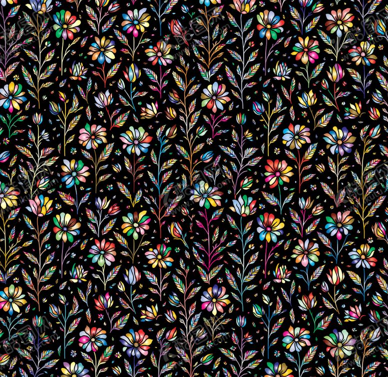 编号：14595609091149314960【酷图网】源文件下载-复古多彩花卉图案布料