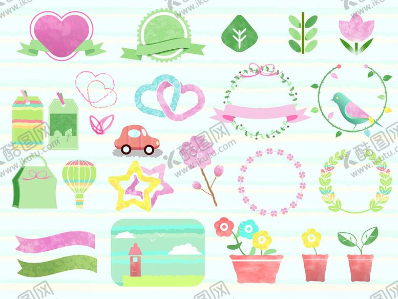 编号：69605809211601545491【酷图网】源文件下载-可爱手绘风装饰元素集合