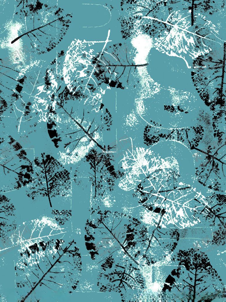 编号：73834404042146298807【酷图网】源文件下载-蓝底抽象植物纹理图案