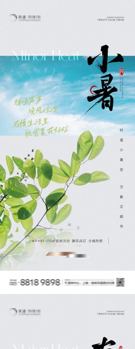 地产小暑大暑节气简约系列海报