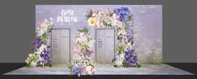 电梯厅紫色系花艺美化