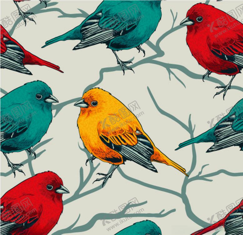 编号：96423006190256146653【酷图网】源文件下载-鸟类四面连续图