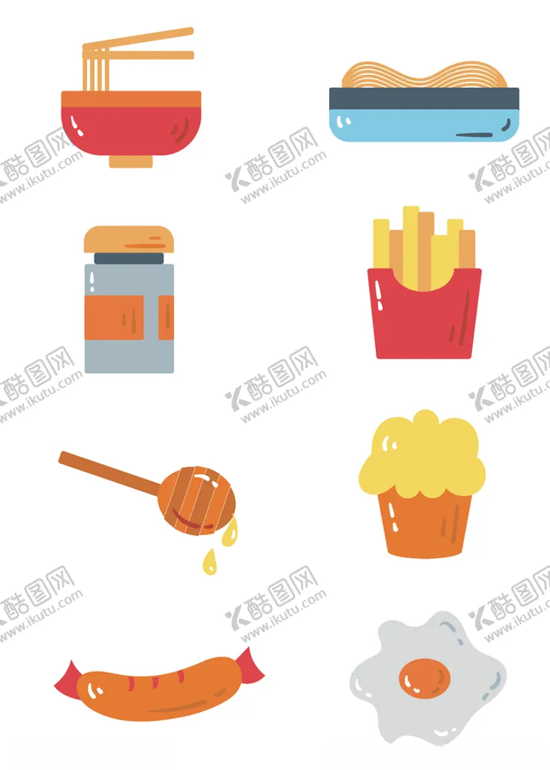编号：27370903202057121347【酷图网】源文件下载-美食图标设计