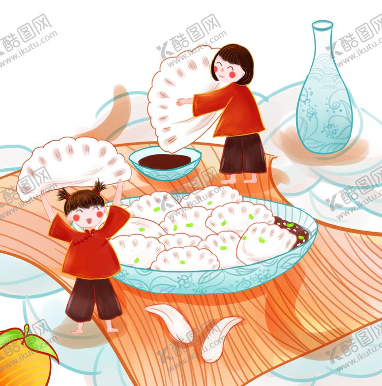 编号：76016601262134342408【酷图网】源文件下载-手绘水饺
