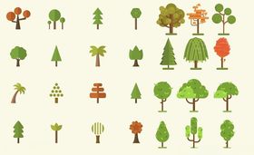 多样树木矢量插画素材
