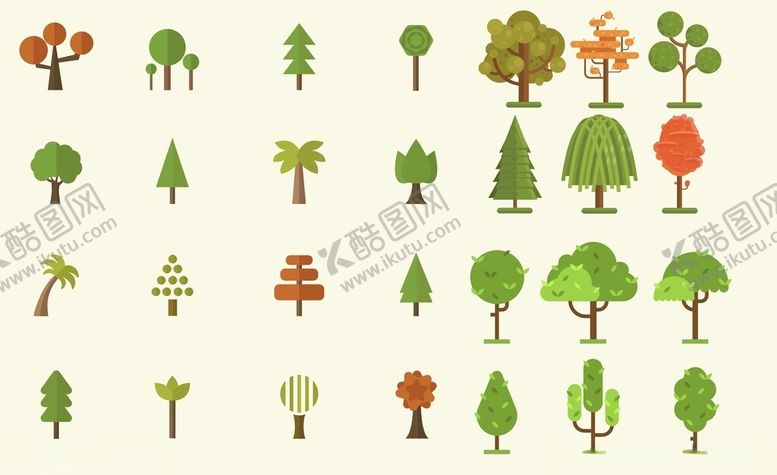 编号：71417103312125135941【酷图网】源文件下载-多样树木矢量插画素材