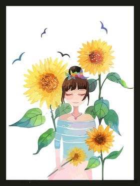 手绘女孩女人优雅漂亮美