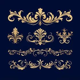 金色欧式复古花纹装饰元素