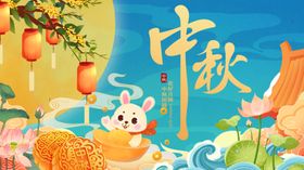 中秋佳节玉兔贺图