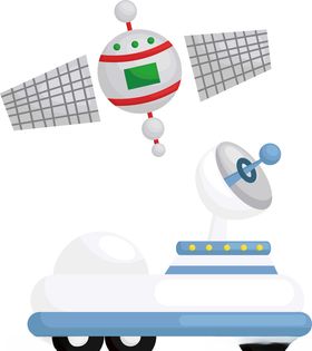卡通雷达太空宇宙卫星接收器素材