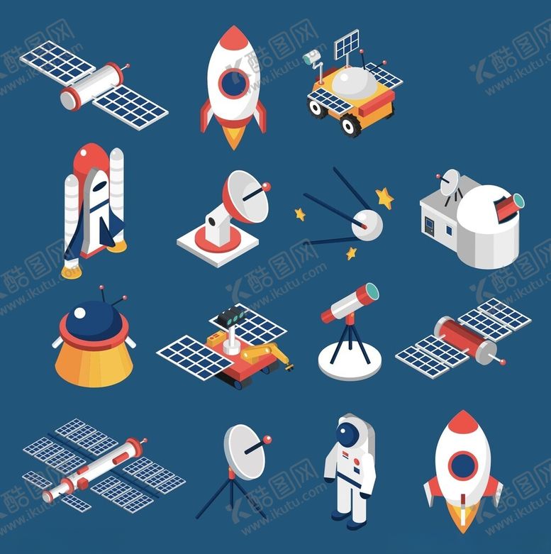 编号：36543704071247546478【酷图网】源文件下载-太空探索元素集合