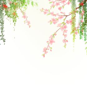 卡通春季花朵植物元素