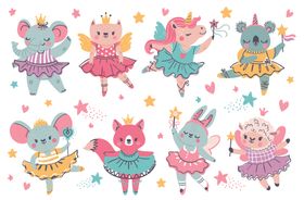 动物芭蕾舞者插画