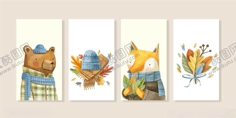 编号：35708909201637079445【酷图网】源文件下载-可爱动物插画组图