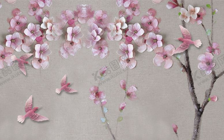 编号：14679609151840361637【酷图网】源文件下载-简约立体花卉背景墙