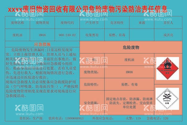 编号：34171612021709568545【酷图网】源文件下载-机油回收危险废物污染防治责任信