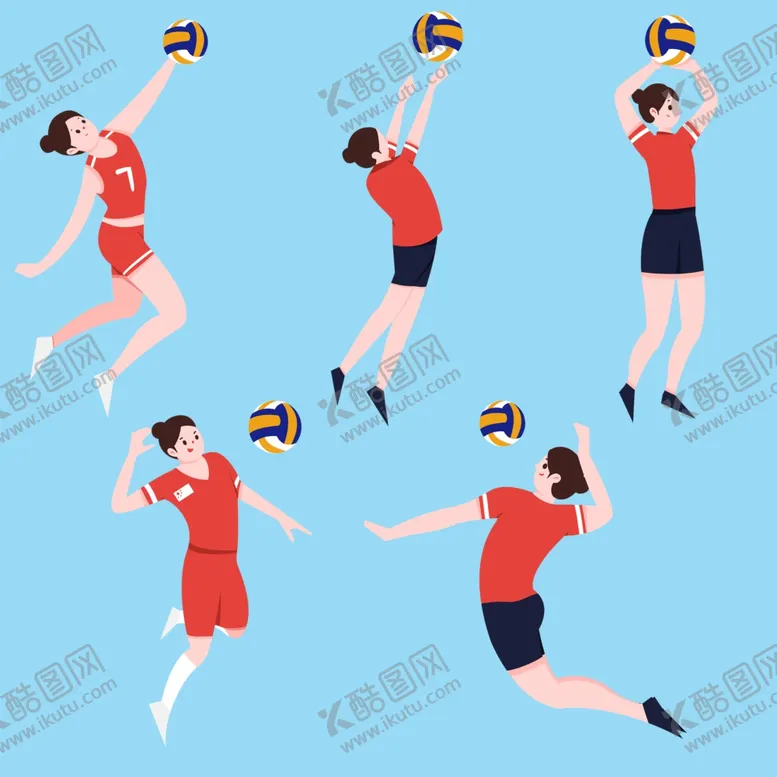 编号：65506304302024102319【酷图网】源文件下载-打排球卡通装饰元素