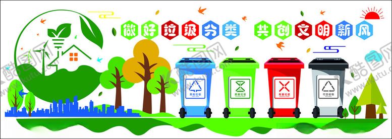 编号：16260206291807421855【酷图网】源文件下载-垃圾分类文化墙