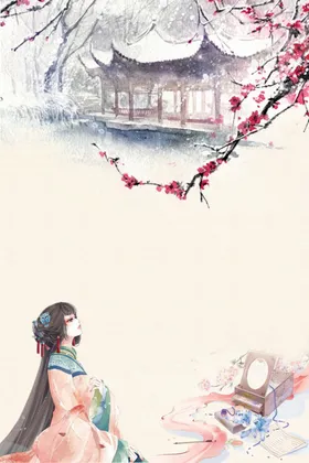 中国风水墨喜庆背景图片传统文化新年鹤莲花