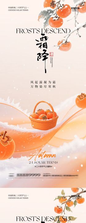 霜降简约节气海报