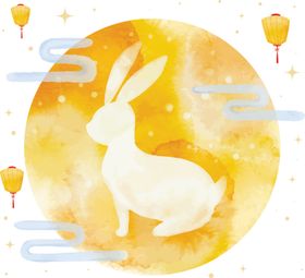 中秋插画   可爱卡通兔子