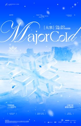 大寒节气雪花酒吧夜店ktv会所海报