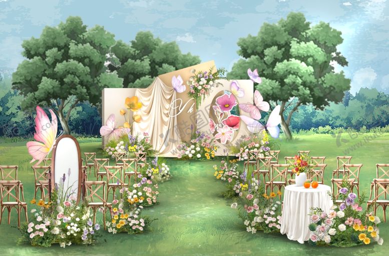 编号：12308109271518081481【酷图网】源文件下载-户外浪漫婚礼场景布置
