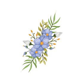 手绘花卉玫瑰清新水彩乱叶子